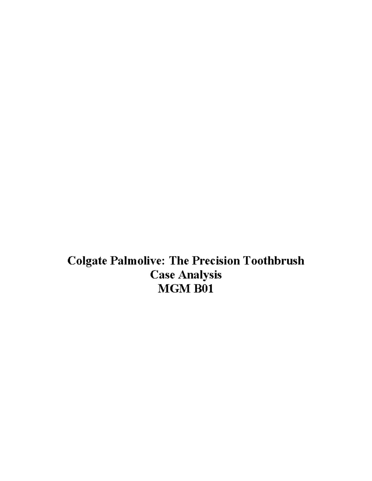 Colgate Palmolive Case Analysis: Strategic Insights on the Precision ...