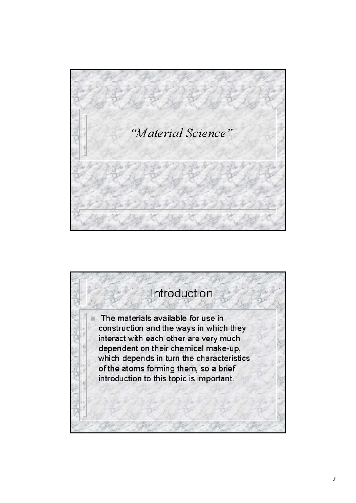 Lecture 1 Material Science Note - “Material Science” Introduction ...