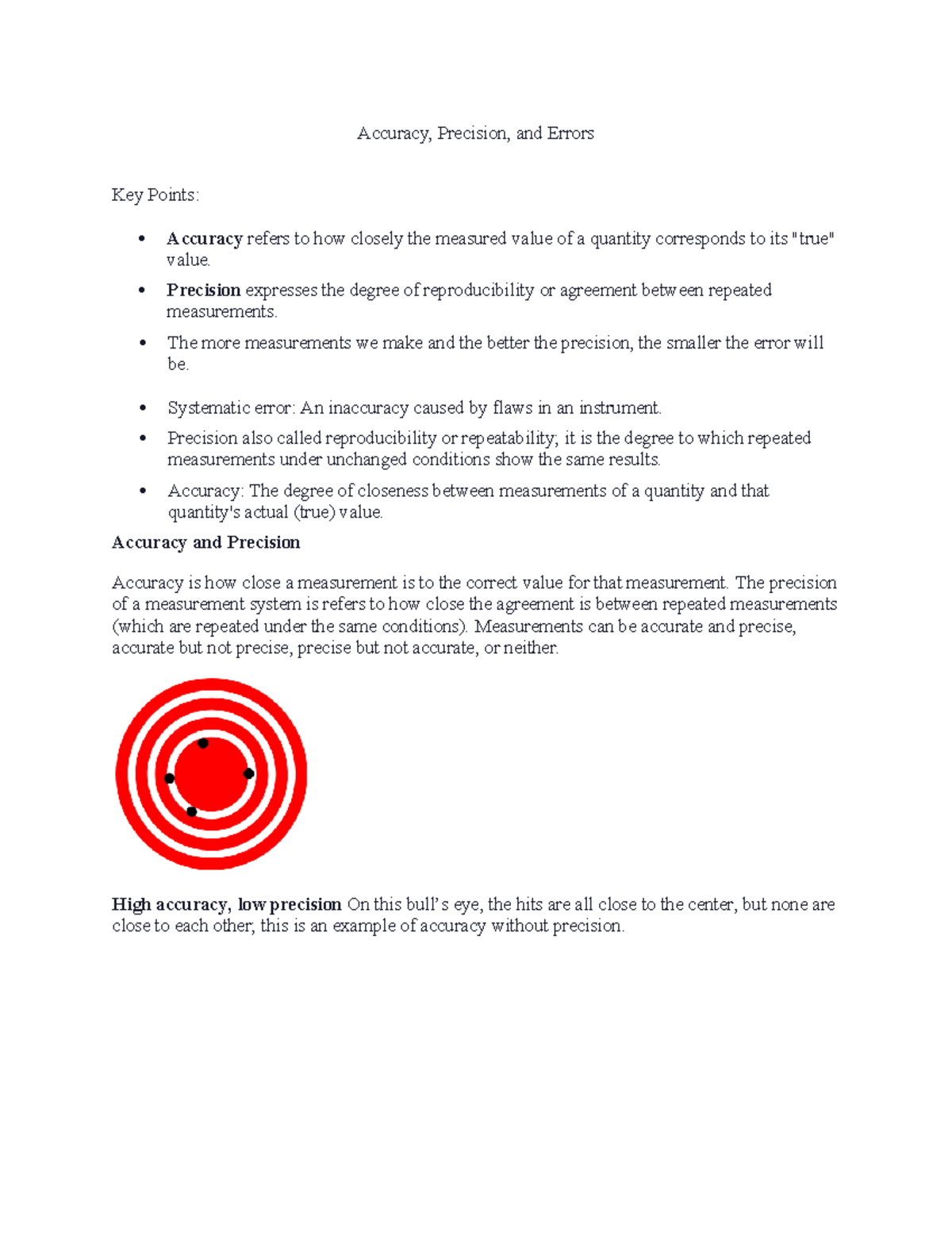 Accuracy, Precision, and Errors: Key Concepts Explained - Studocu