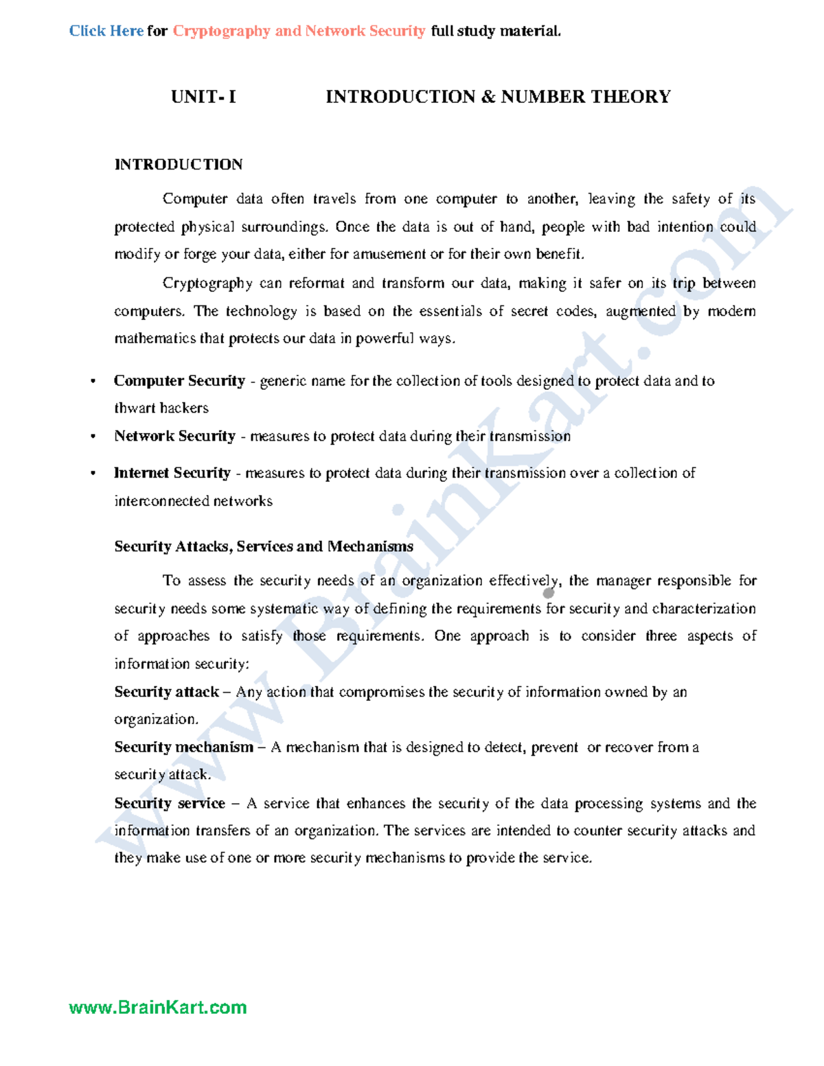 137 - CS8792, CS6701 Cryptography and Network Security - Notes 2 - UNIT ...
