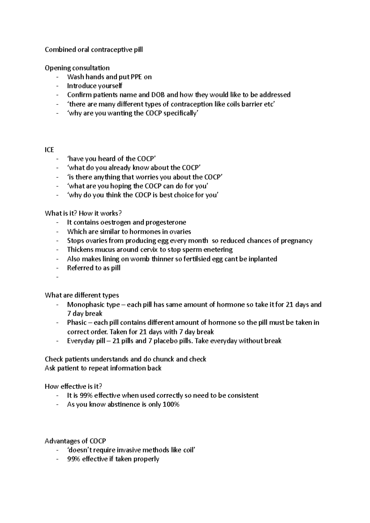 COCP Counselling: Comprehensive Guide to Combined Oral Contraceptive ...