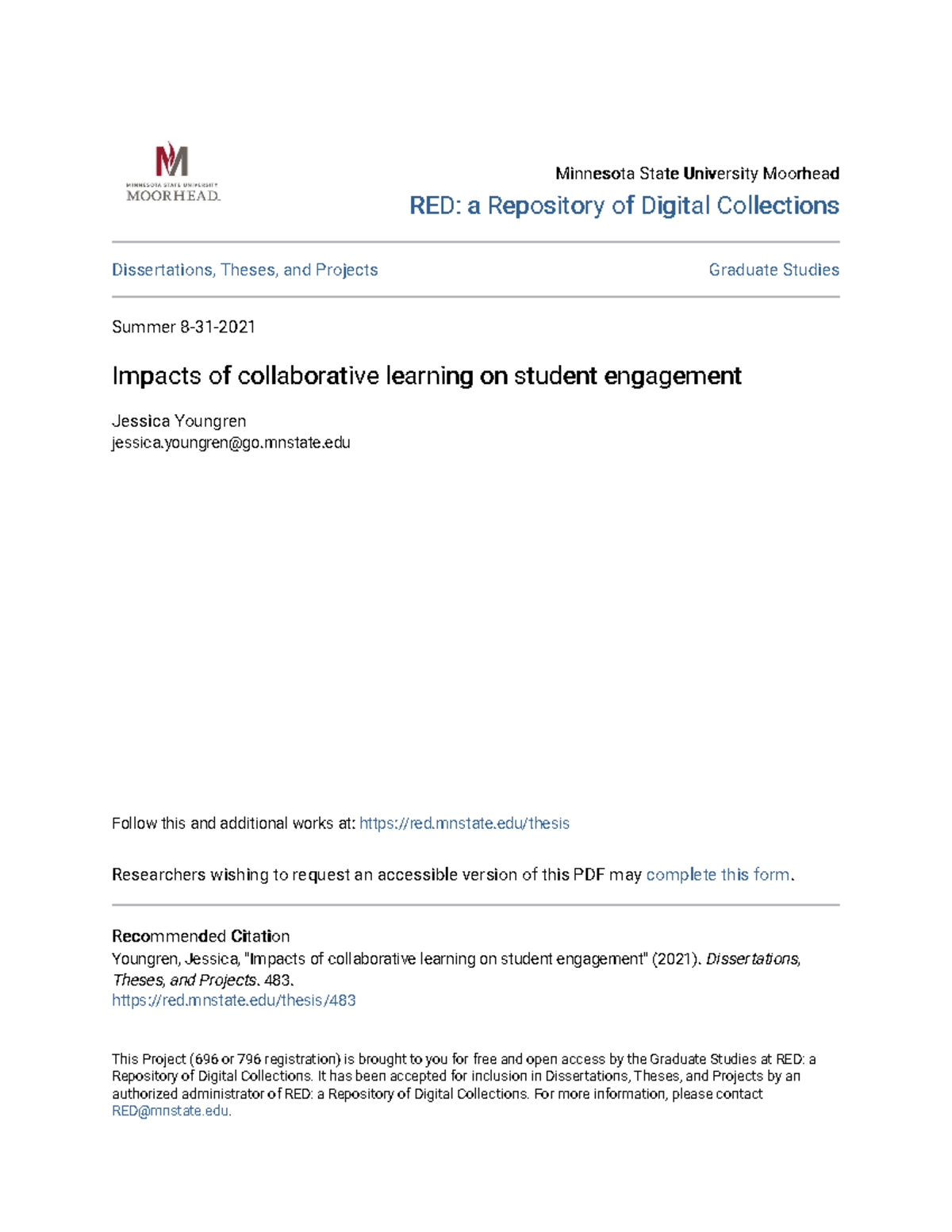 Impacts of Collaborative Learning on Student Engagement (EDU 696/796 ...