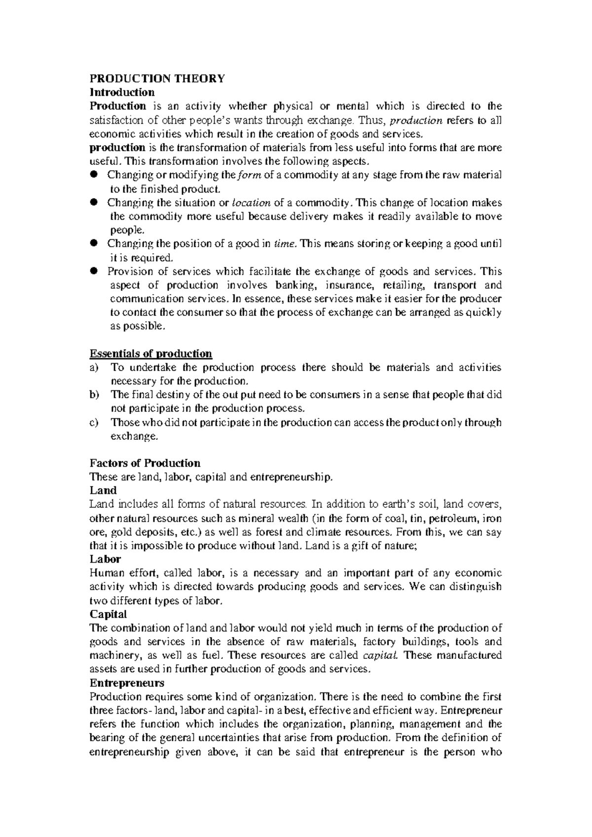 Lesson 7 & 8: Insights into Production and Cost Theory Concepts - Studocu