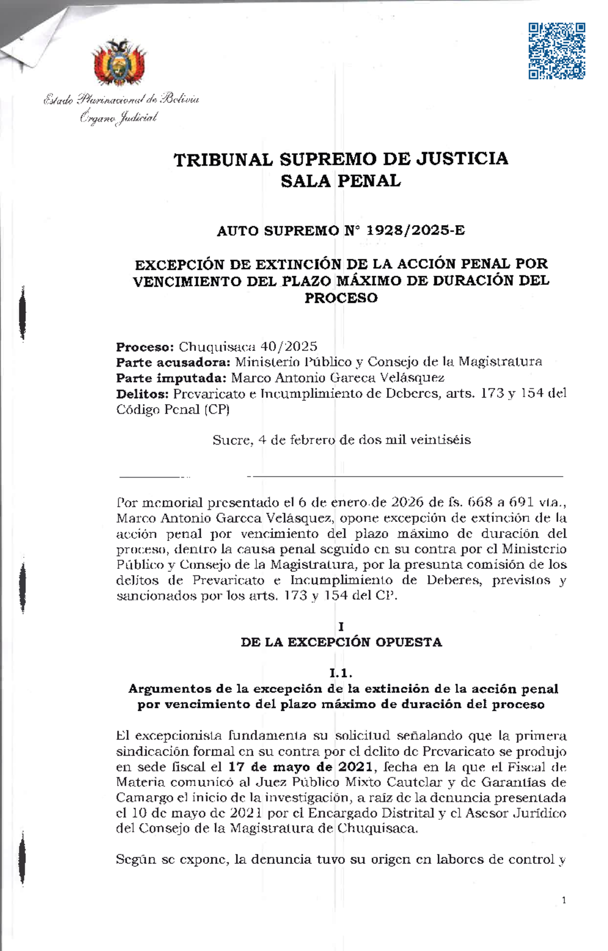 AS 1928 2025-E: Excepción de Extinción de Acción Penal por Vencimiento del - Document Preview