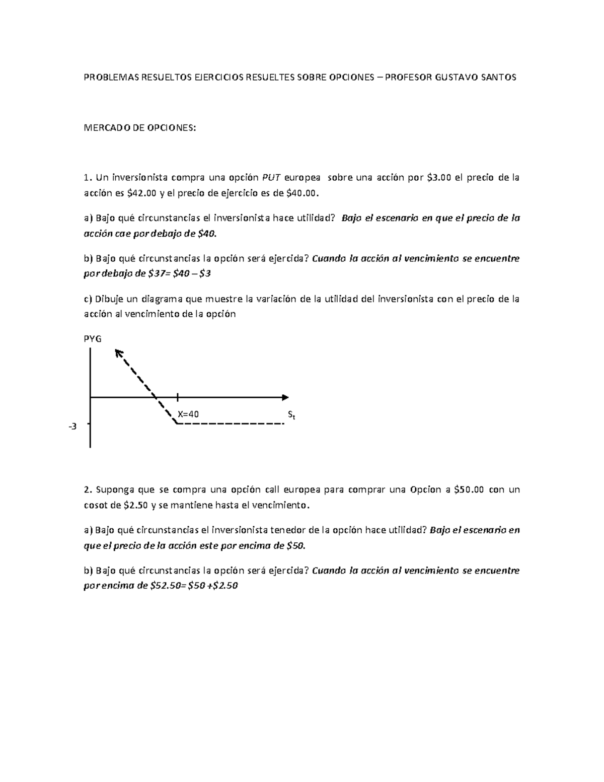 ejercicios resueltos precio de mercado por accion Ejercicios Resueltos sobre Opciones 50364915 Gustavo Santos  Studocu