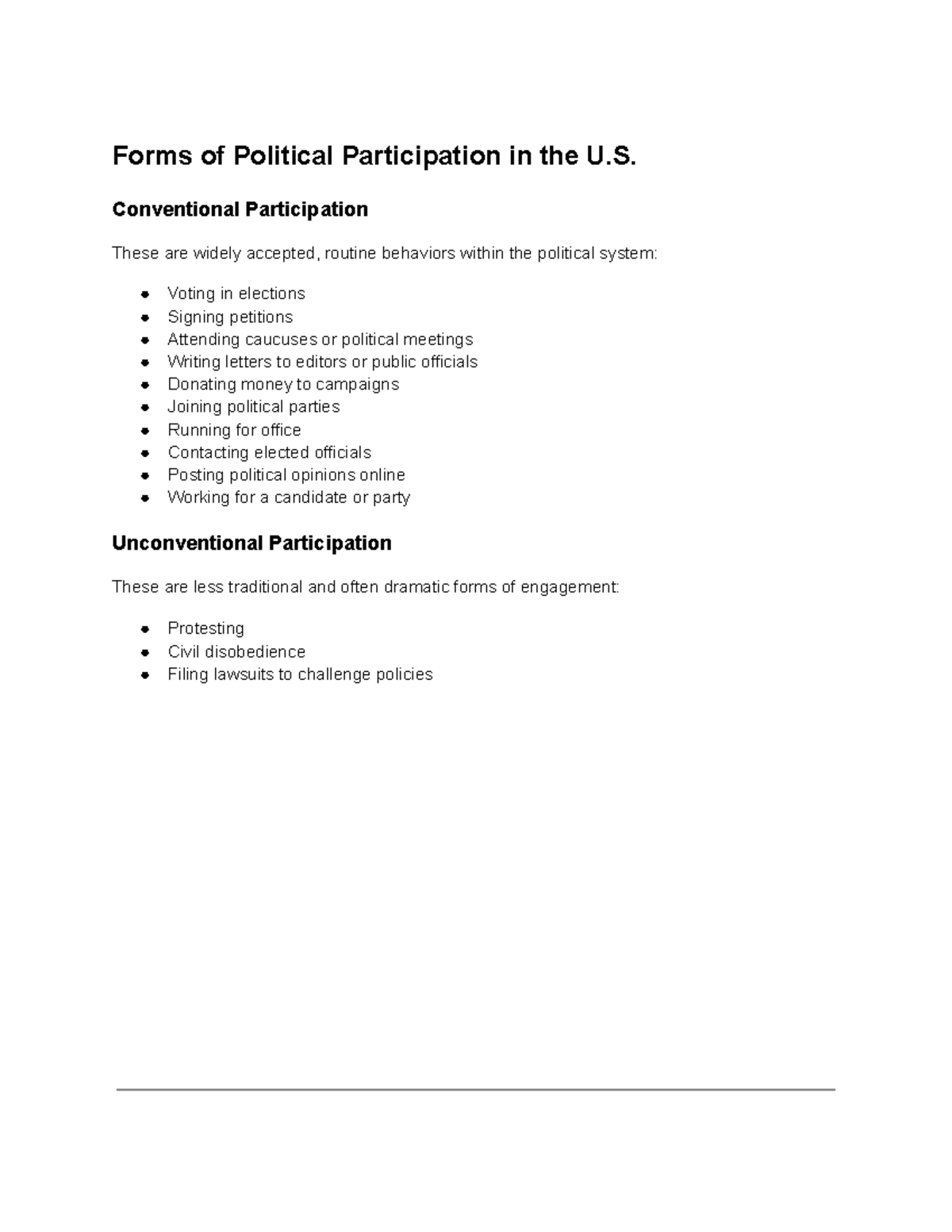 Forms of Political Participation in the U.S.: Conventional vs ...