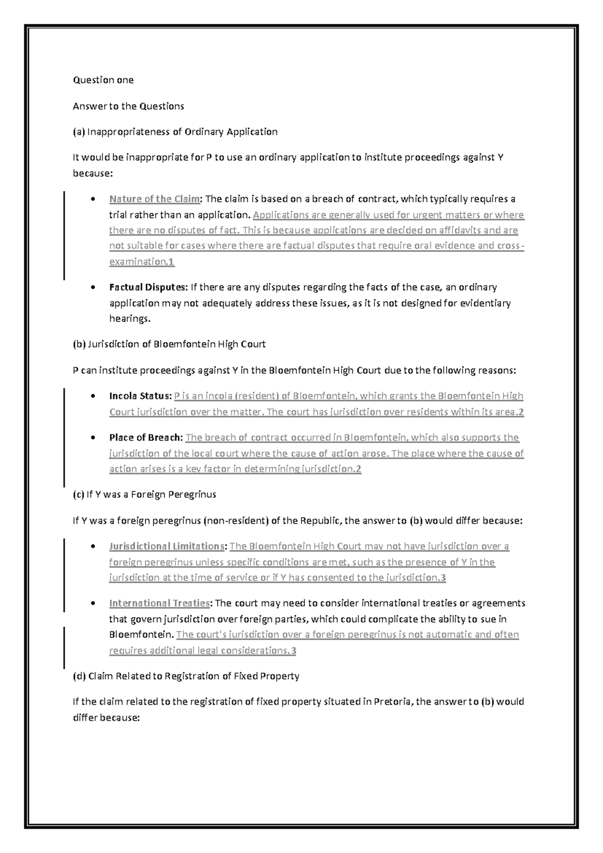 CIV3701 - Legal Proceedings and Jurisdiction Analysis - Studocu