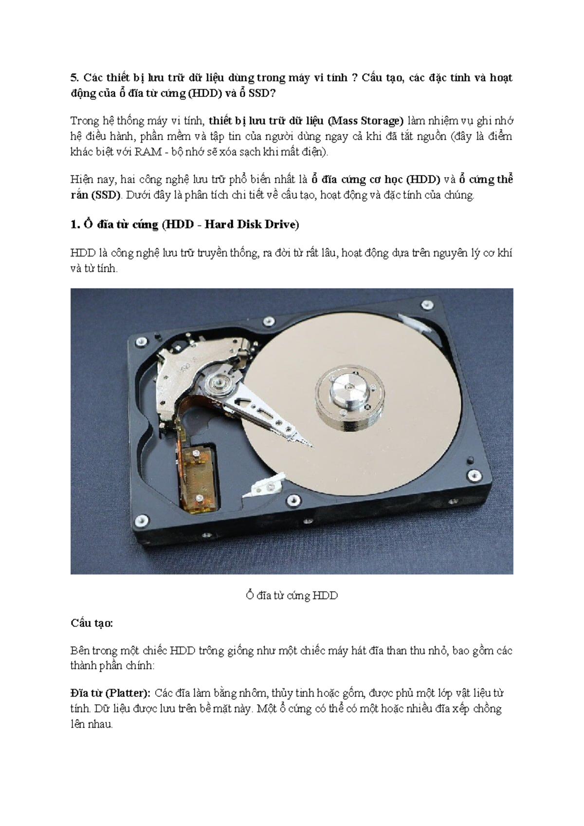 Bài tập Topic - CTMT&HDH: Phân tích HDD và SSD trong máy vi tính - Studocu