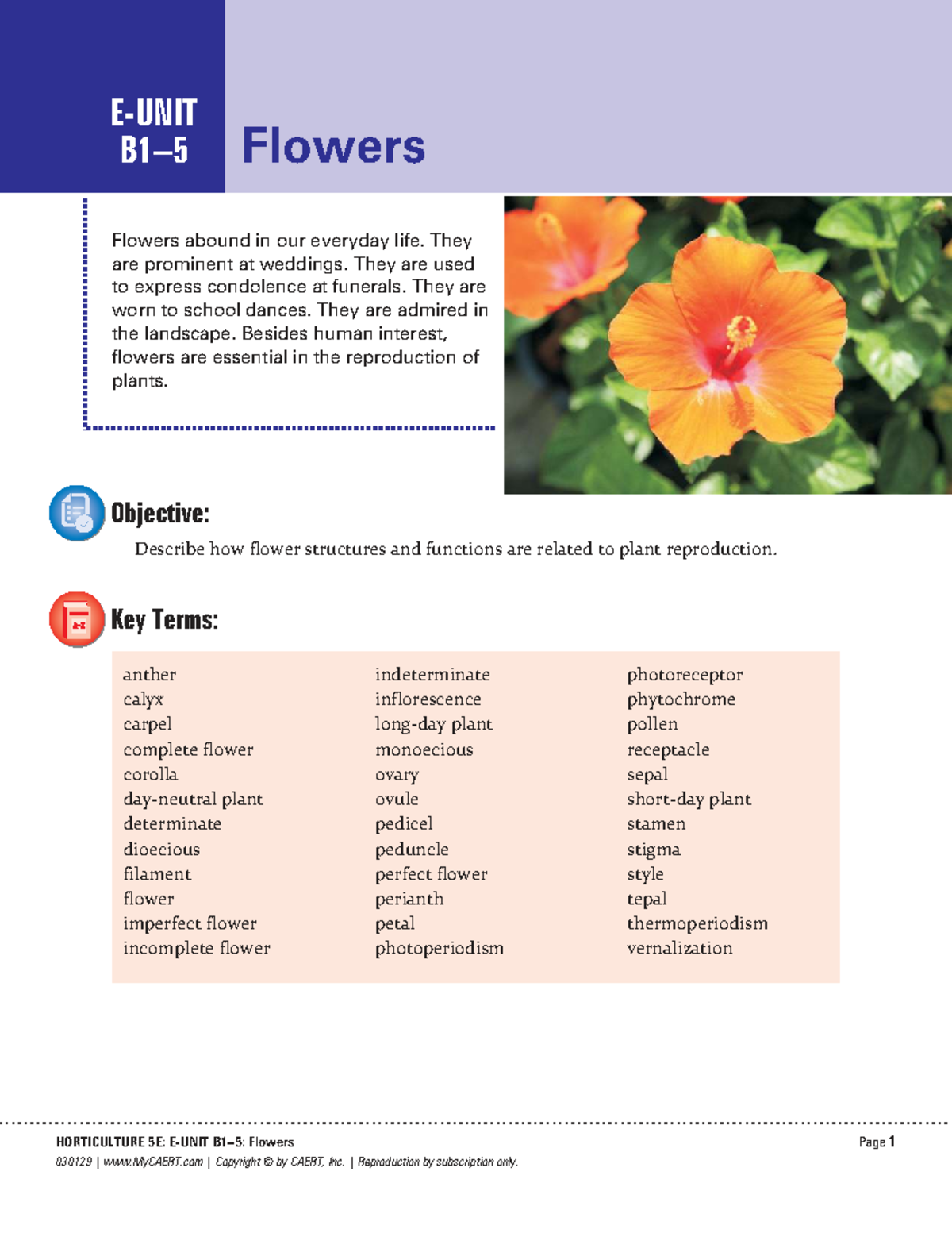 Horticulture 5E: Flower Structures & Plant Reproduction Concepts - Studocu