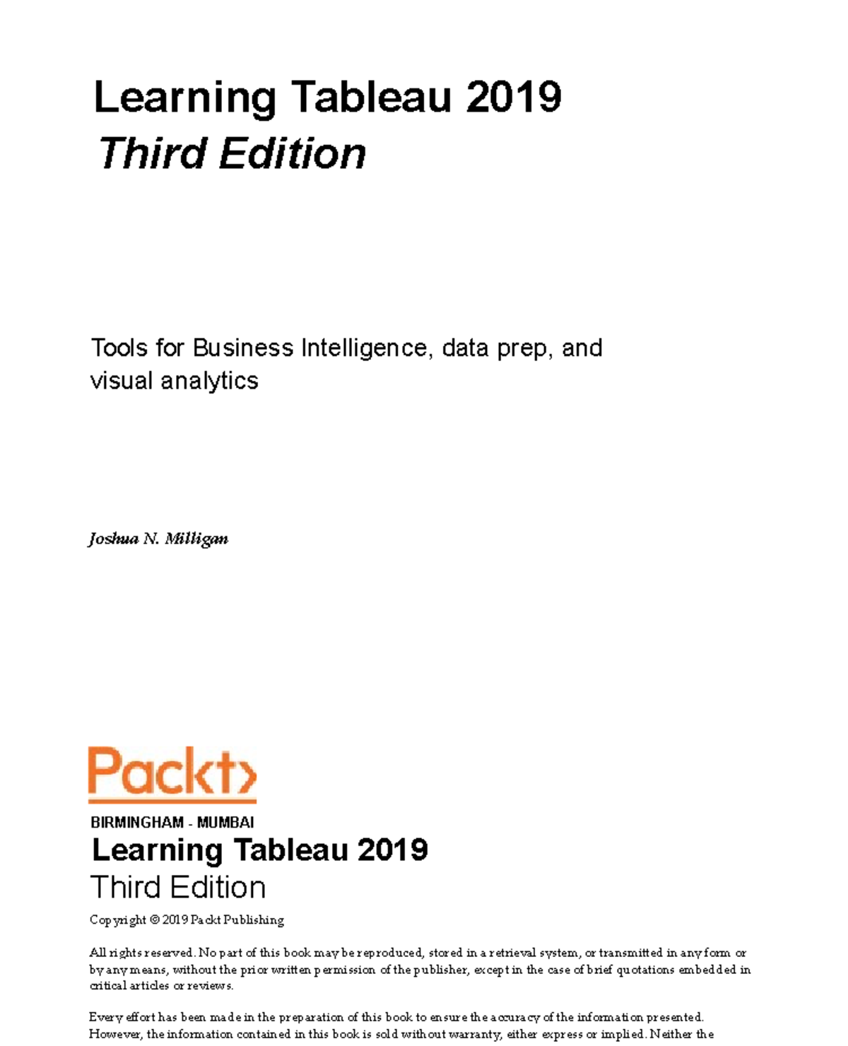 Learning Tableau 2019 book - Learning Tableau 2019 Third Edition ...
