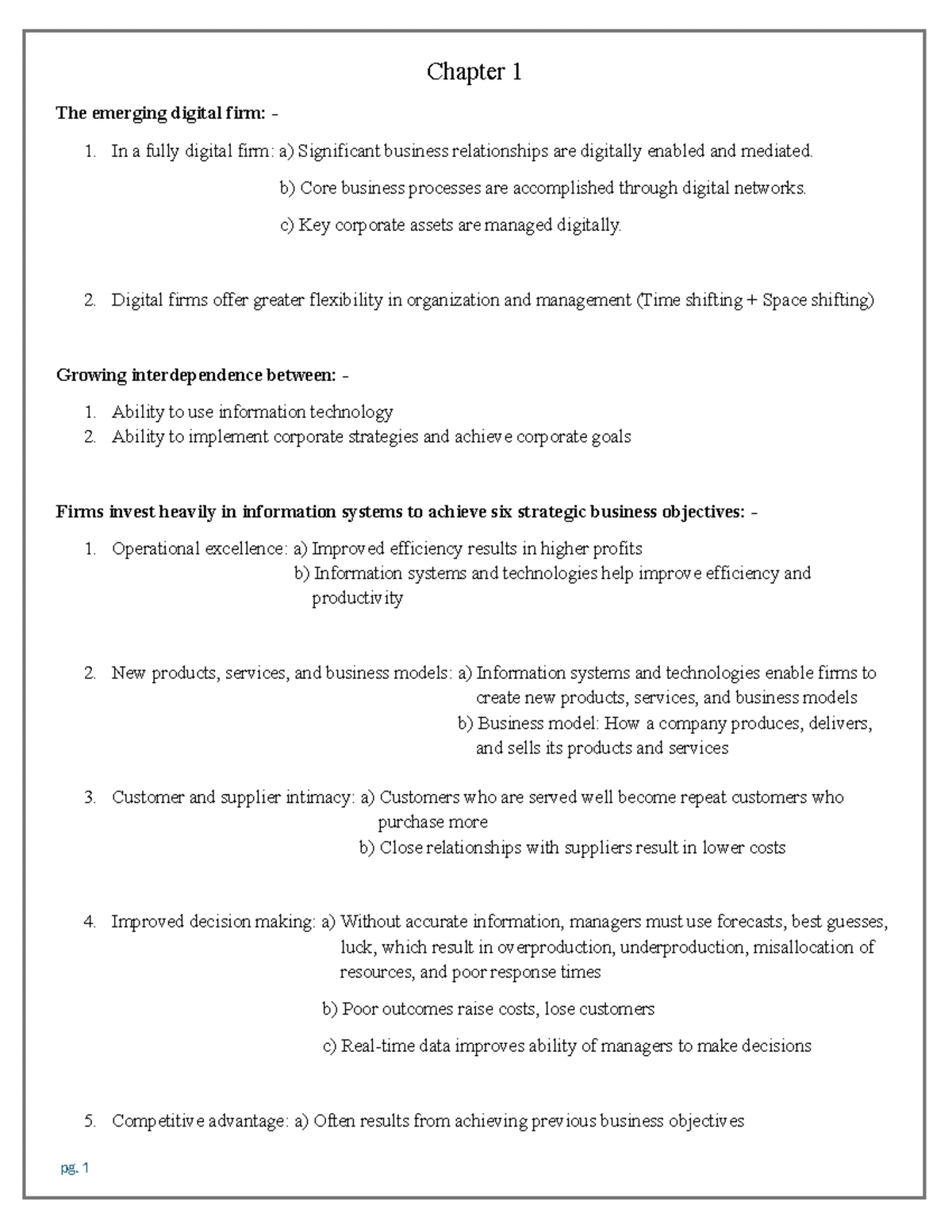 Summary of Chapter 1: Information Systems & Global Business Dynamics ...