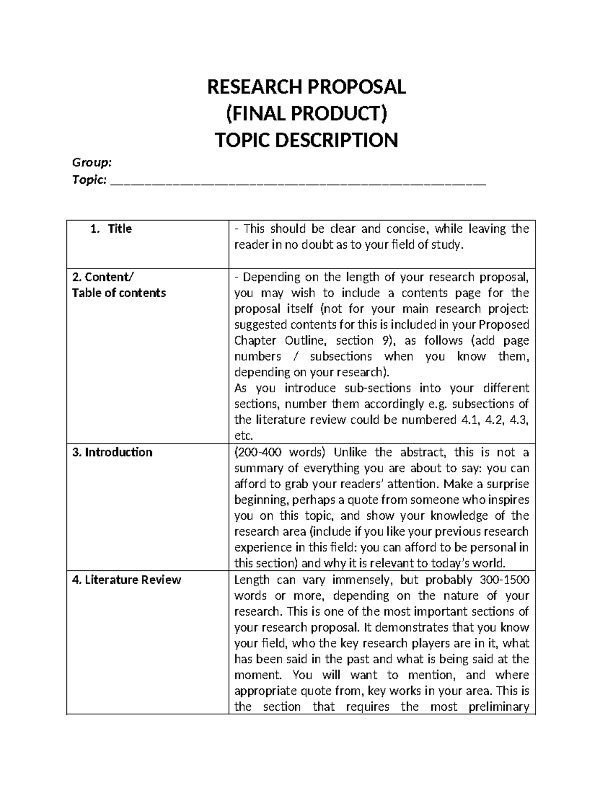 Research Proposal Template for Course XYZ 2020 - Studocu