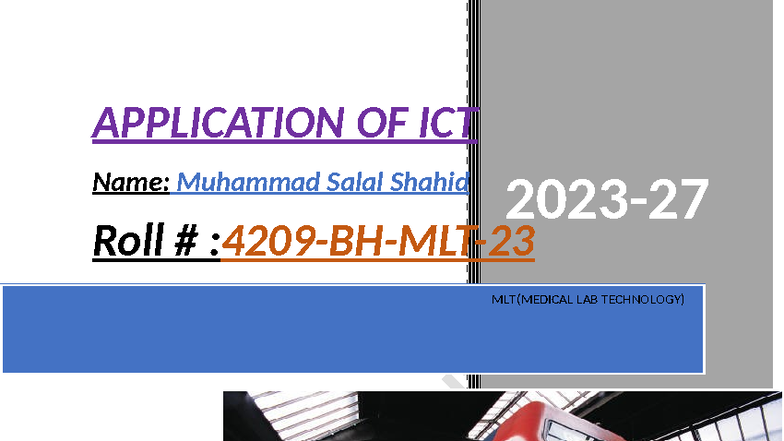 MLT 101: Application of Microsoft Word Functions - Salal Shahid - Studocu