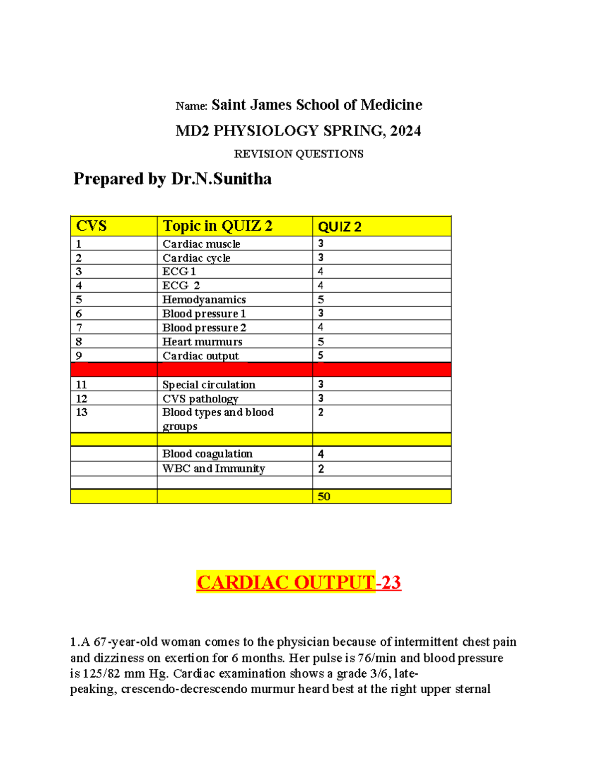 MD2 PHYSIOLOGY SPRING 2024: REVISION QUESTIONS & QUIZ 2 NOTES - Studocu