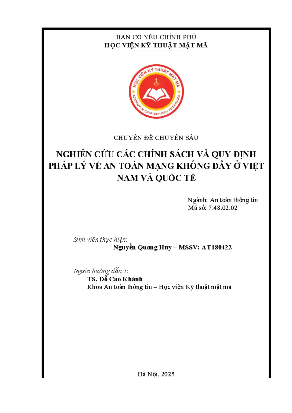 Chuyên Đề Nghiên Cứu Chính Sách An Toàn Mạng Không Dây Ở VN & Quốc Tế ...