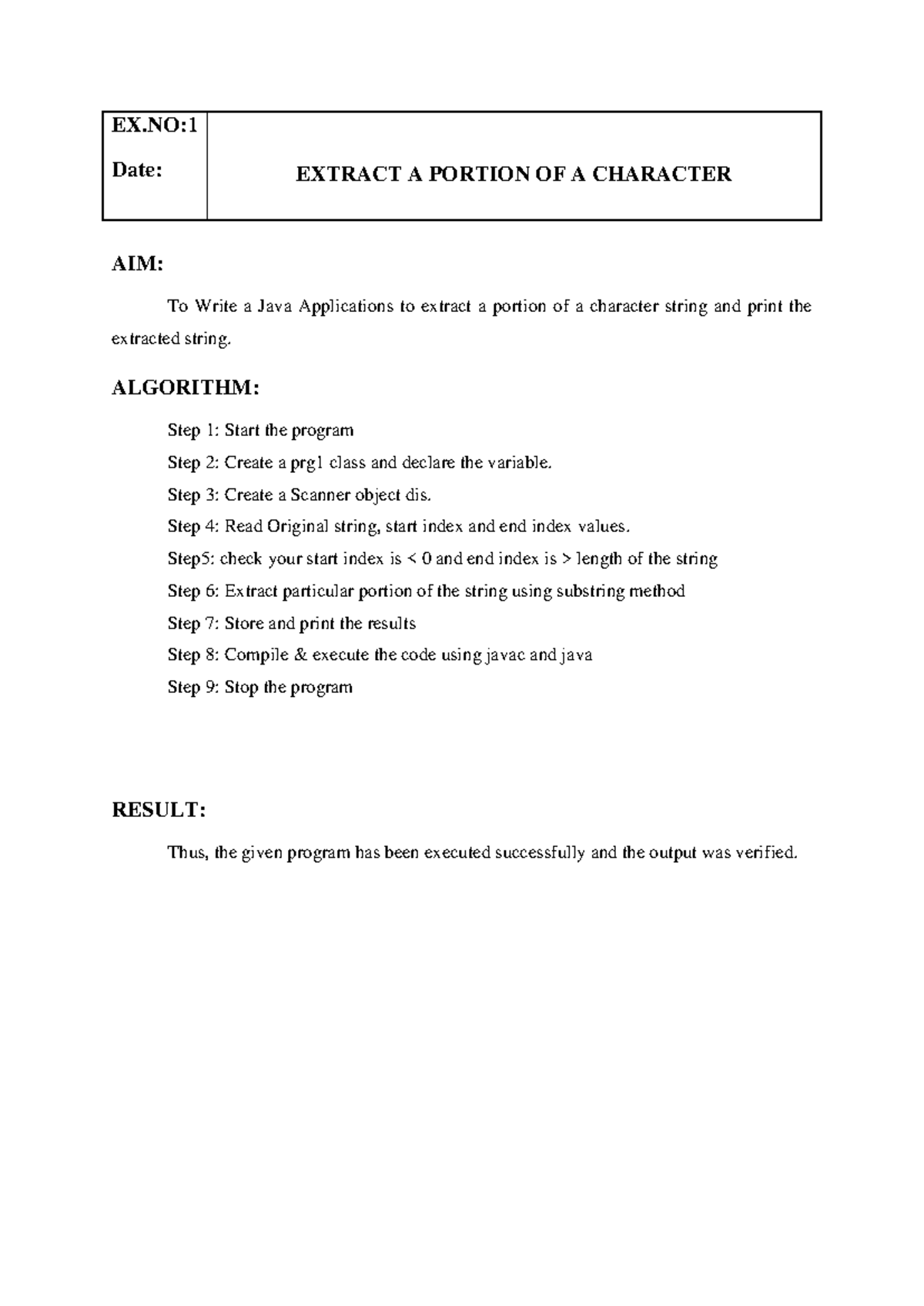 II BCA - III Sem - JAVA Program Implementation Algorithms - Studocu
