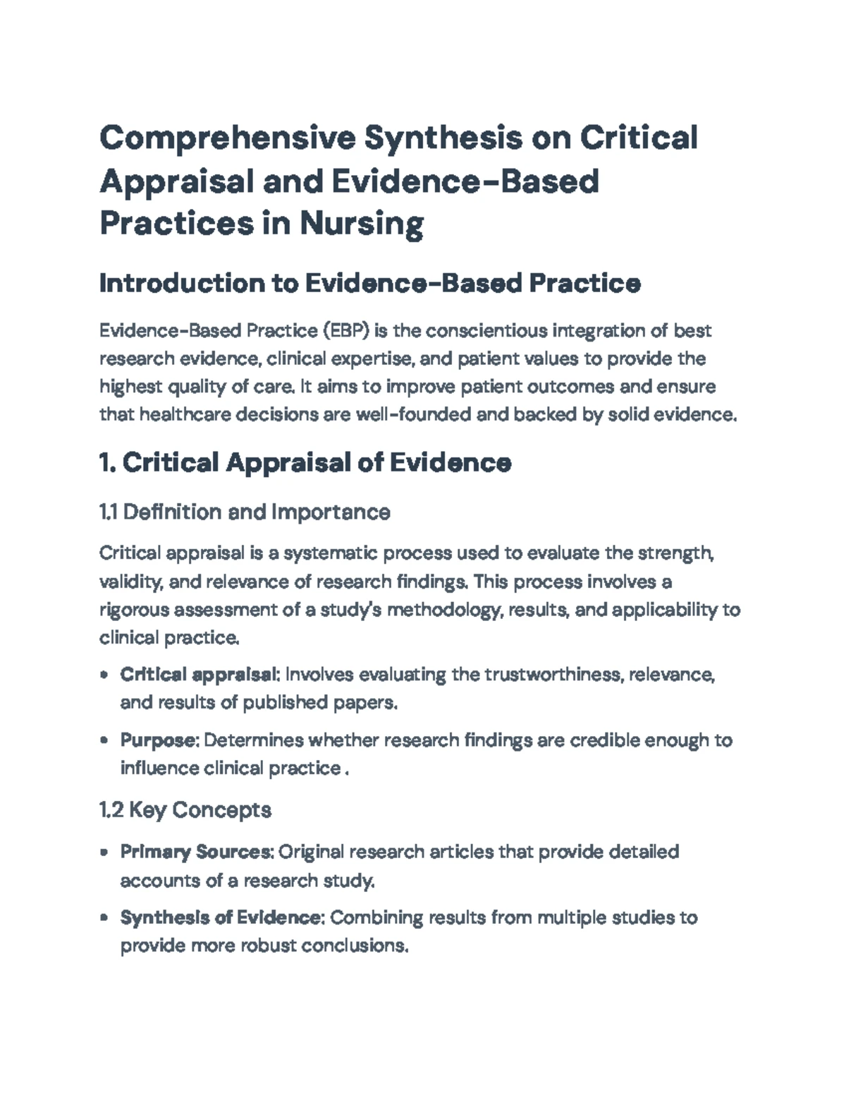 Comprehensive Guide to Evidence-Based Practice & Research Appraisal in ...