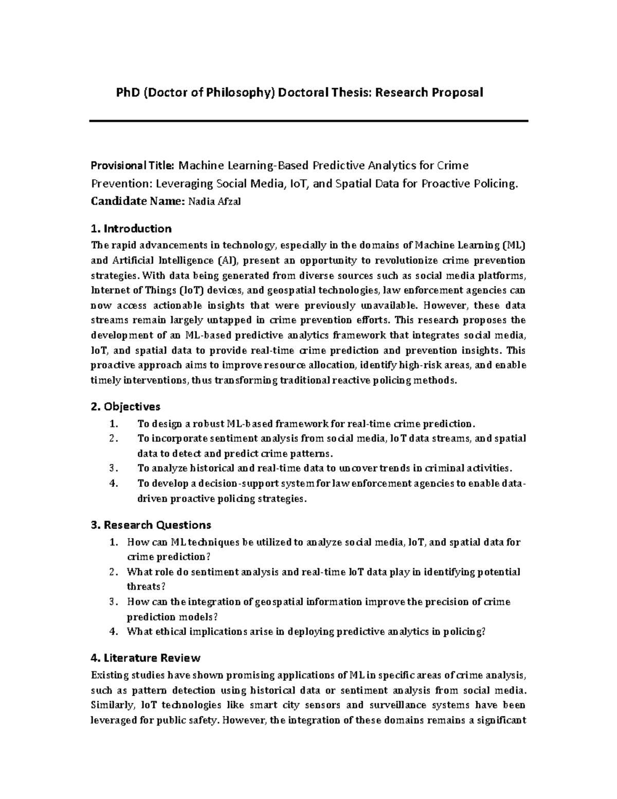 PhD Proposal: ML for Crime Prediction Using Social Media & IoT - Studocu