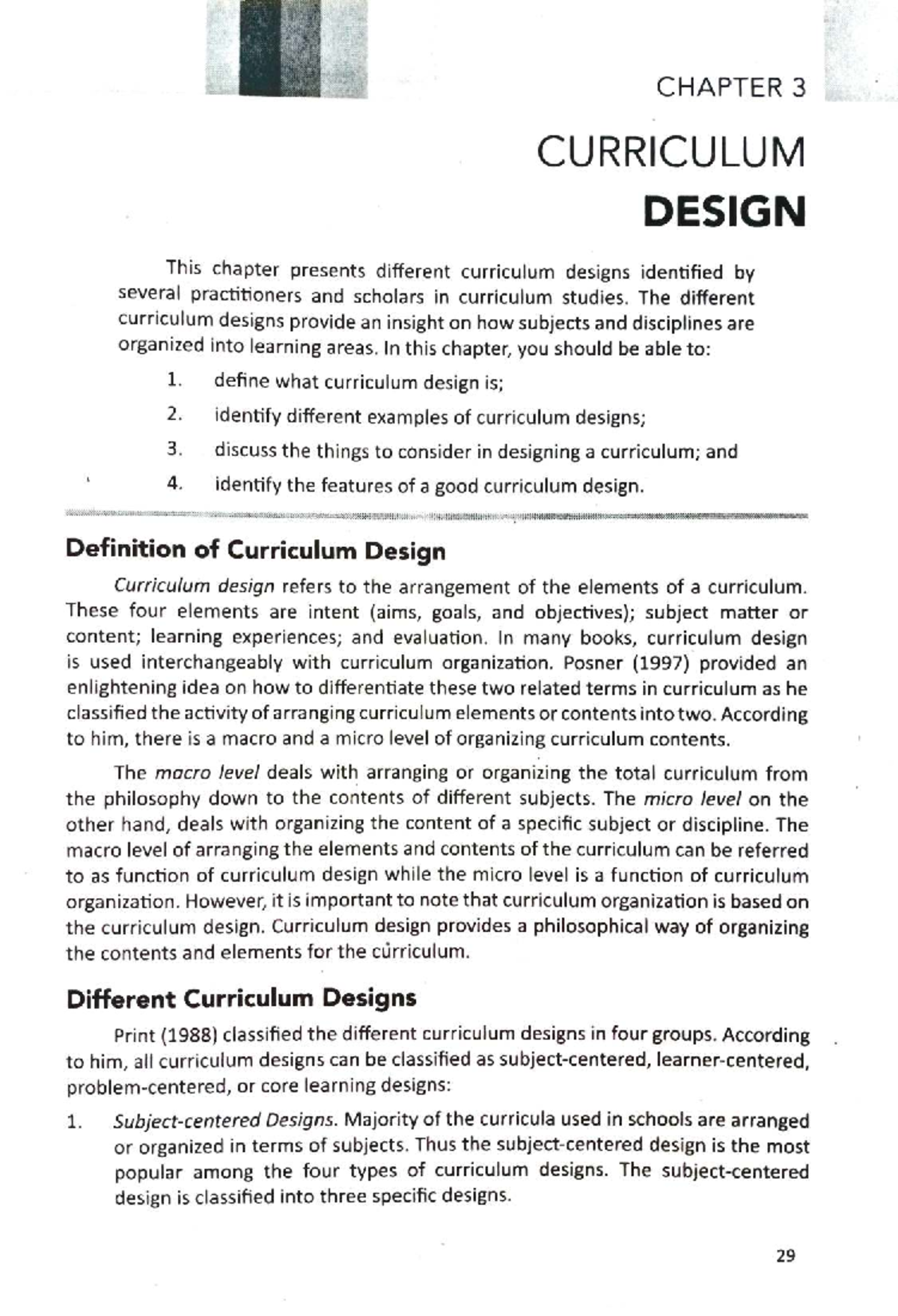 CHAPTER 3: CURRICULUM DESIGN IN EDUCATION - Studocu