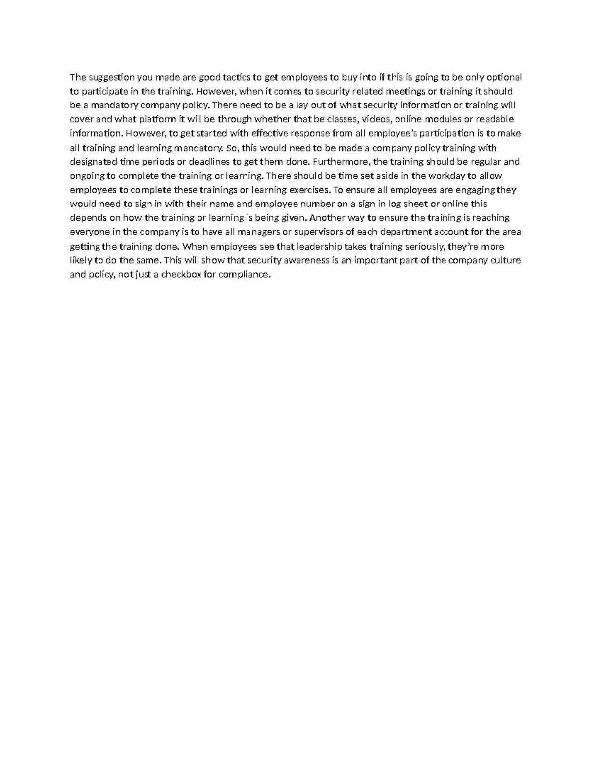 Diss4 - Cybersecurity Training: Mandatory Policies for Employee ...