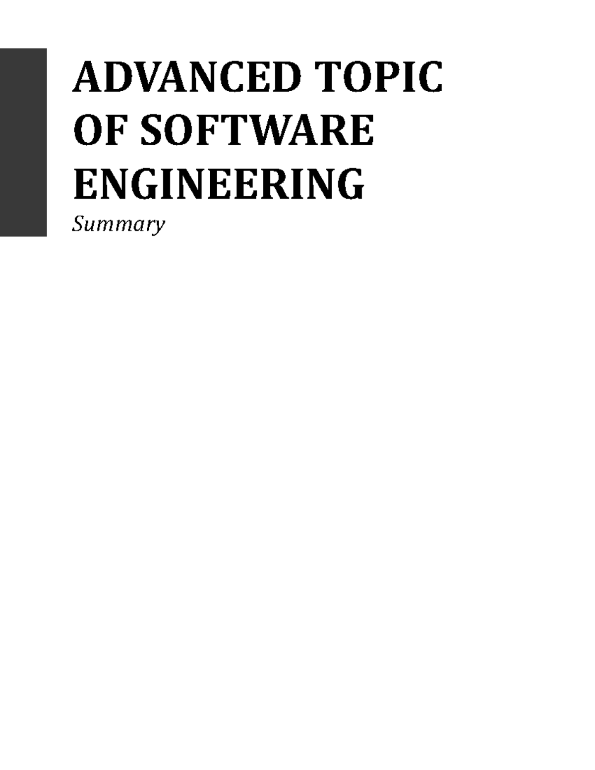 Adavnced Topics of Software Engineering (ASE) - ADVANCED TOPIC OF ...