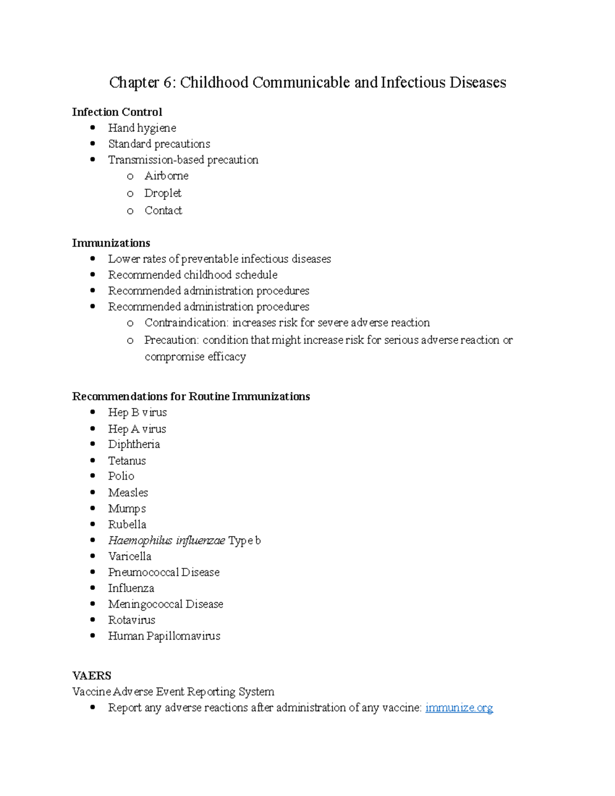 Ch 6 Notes: Childhood Infectious Diseases & Immunization Strategies ...