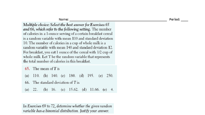 6.3 Homework Problems: Random Variables & Binomial Distributions - Studocu