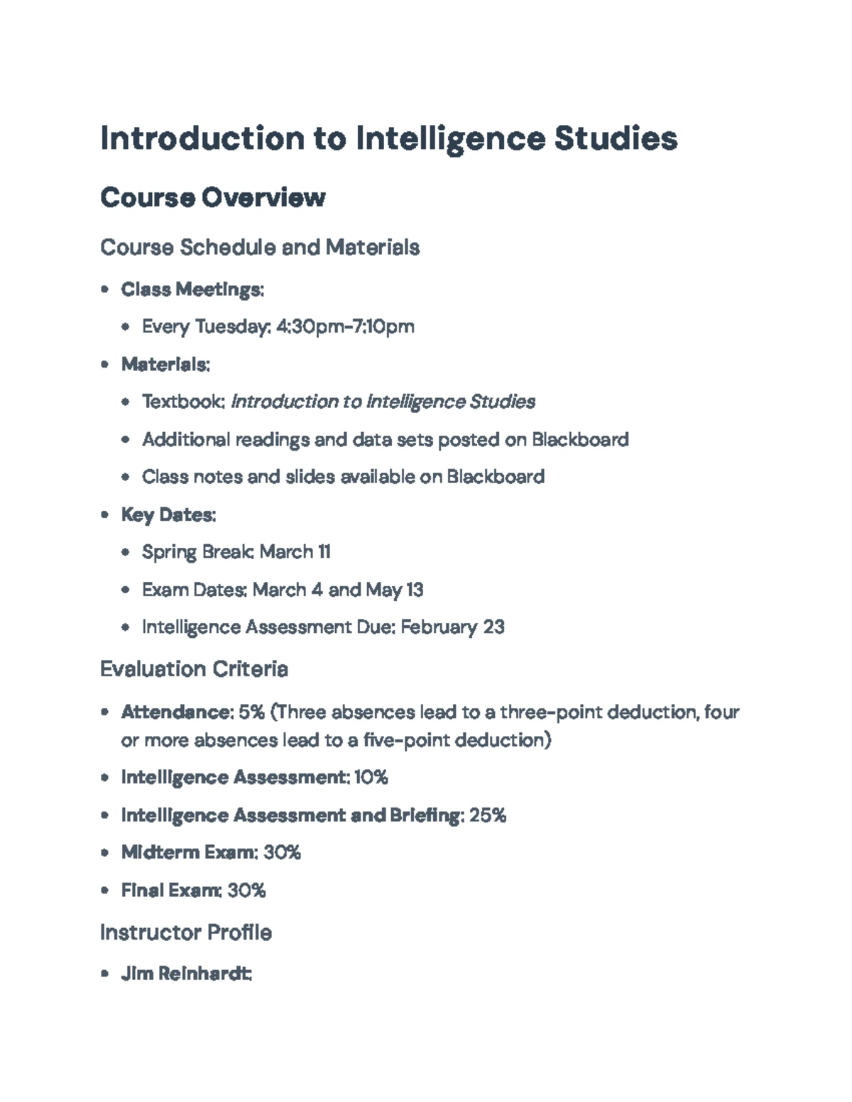 Intelligence Studies Overview: Key Concepts & Formats for CRIM 310 ...