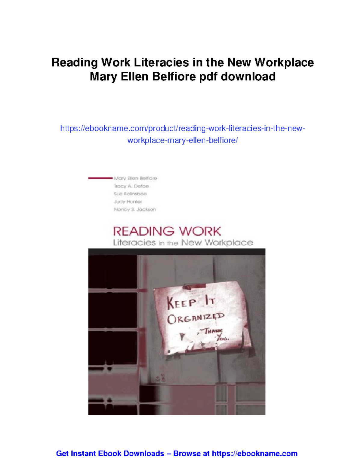 Reading Work Literacies in the New Workplace: Insights and Reflections ...