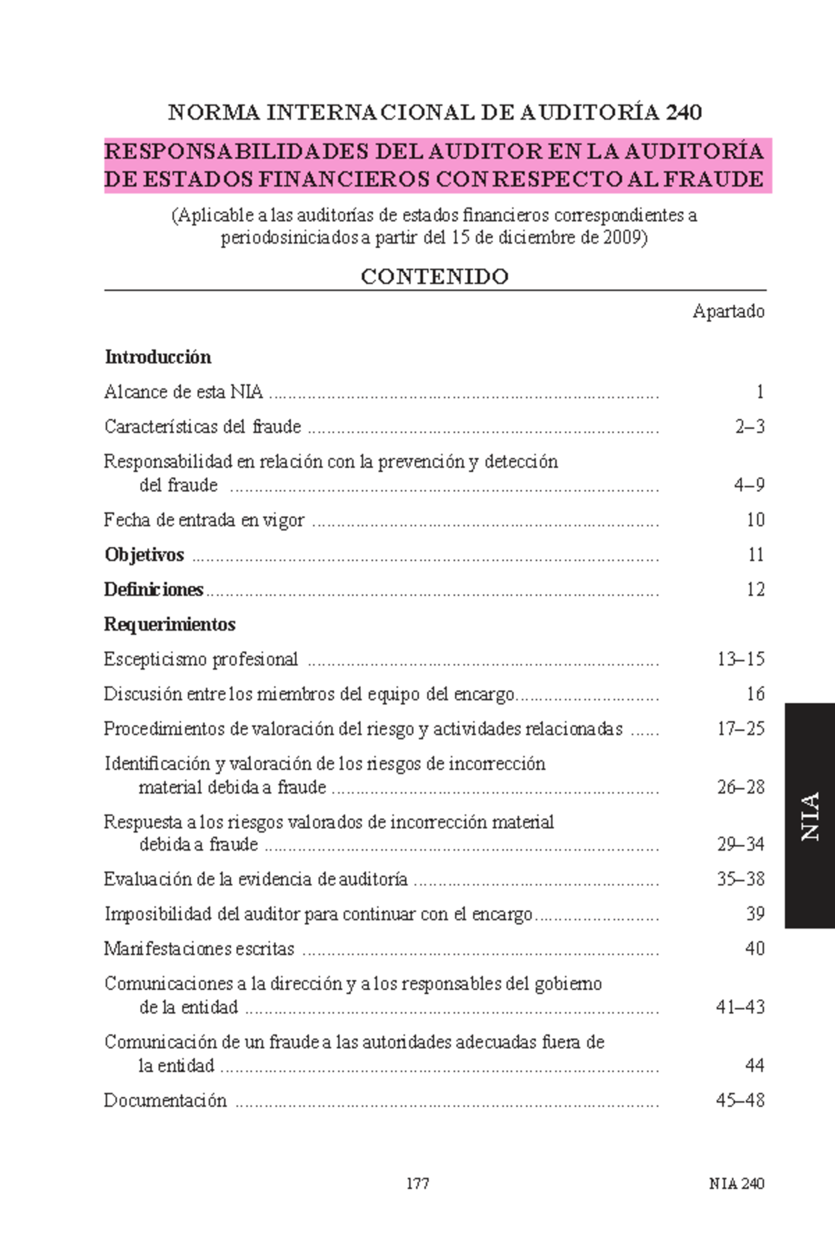 NIA 240 - Responsabilidades del Auditor en la Detección de Fraude - Studocu