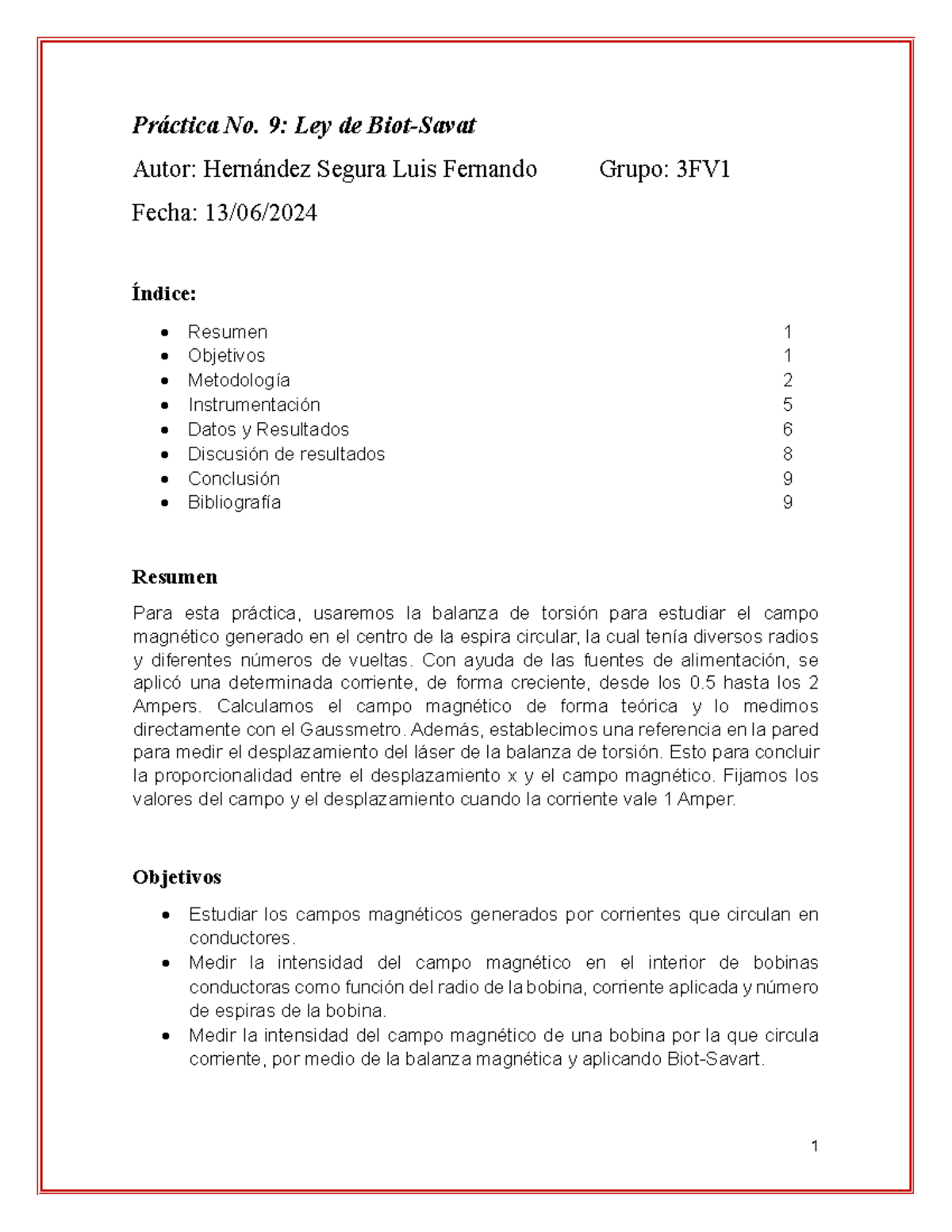 Práctica No. 9: Estudio del Campo Magnético con Balanza de Torsión - 24 ...