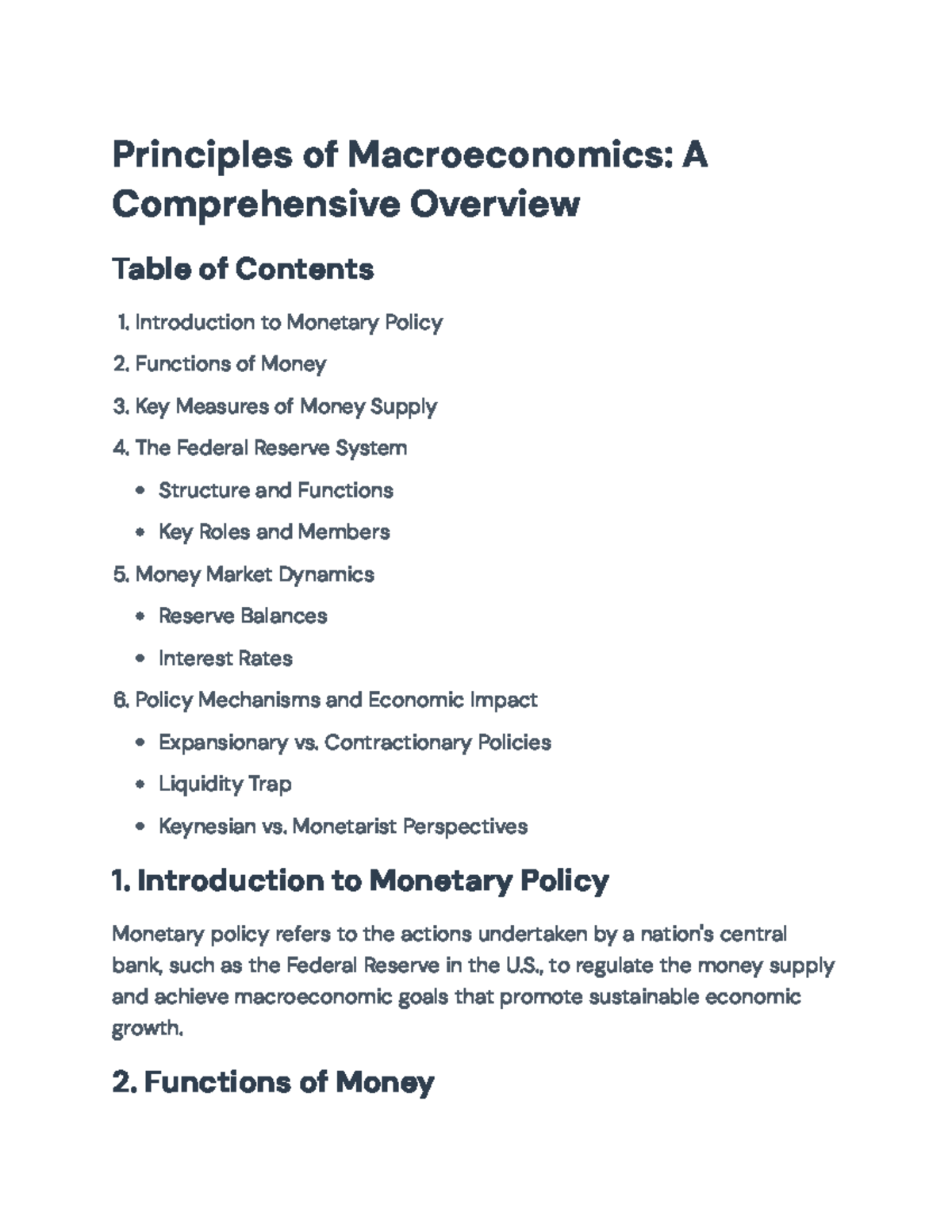 Principles of Macroeconomics (ECON101): Overview of Monetary Policy ...