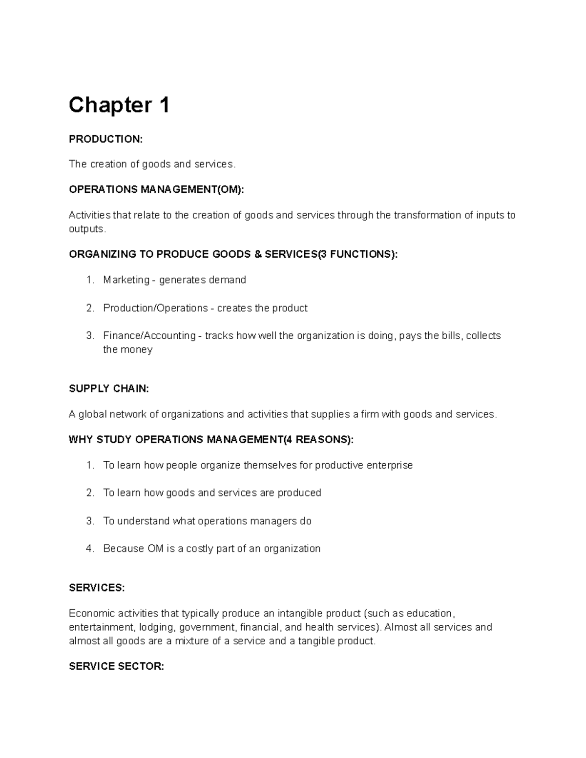 Chapter 1 Overview of Operations Management - GMS401 Notes - Studocu