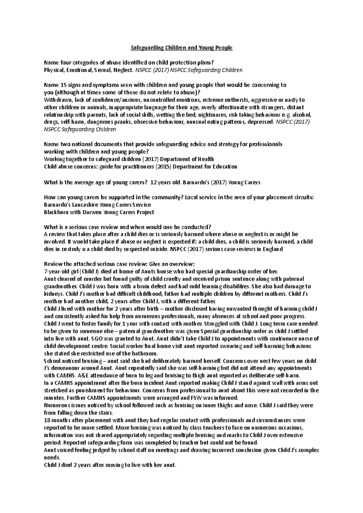 Safeguarding Children and Young People Directed Study - Safeguarding ...