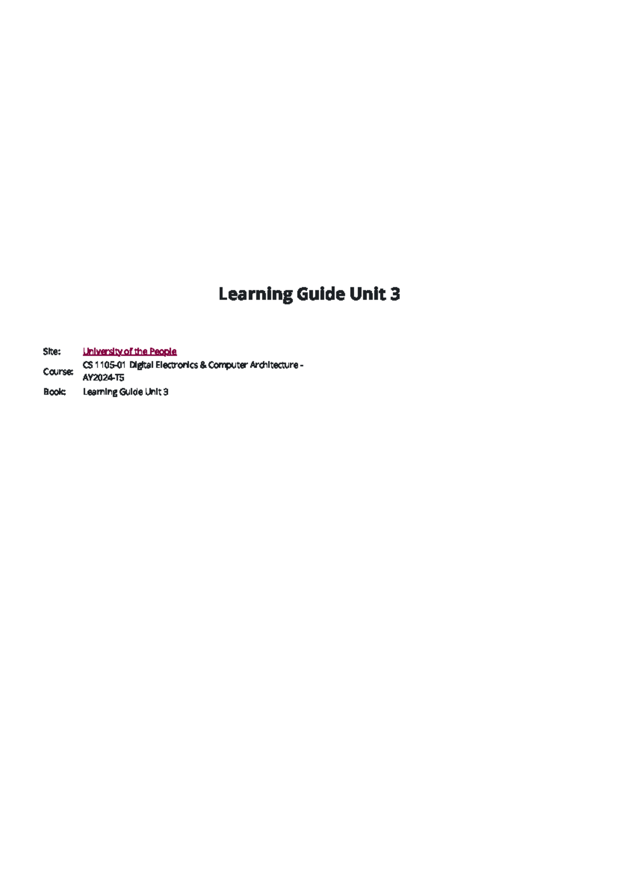 Learning Guide Unit 3: Sequential Logic Design in CS 1105-01 - Studocu