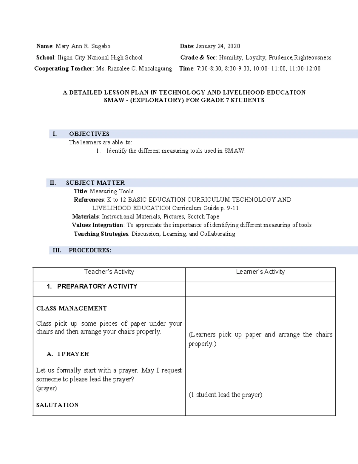 Grade 7 TLE Lesson 1: Classification of Hand Tools in SMAW - Studocu