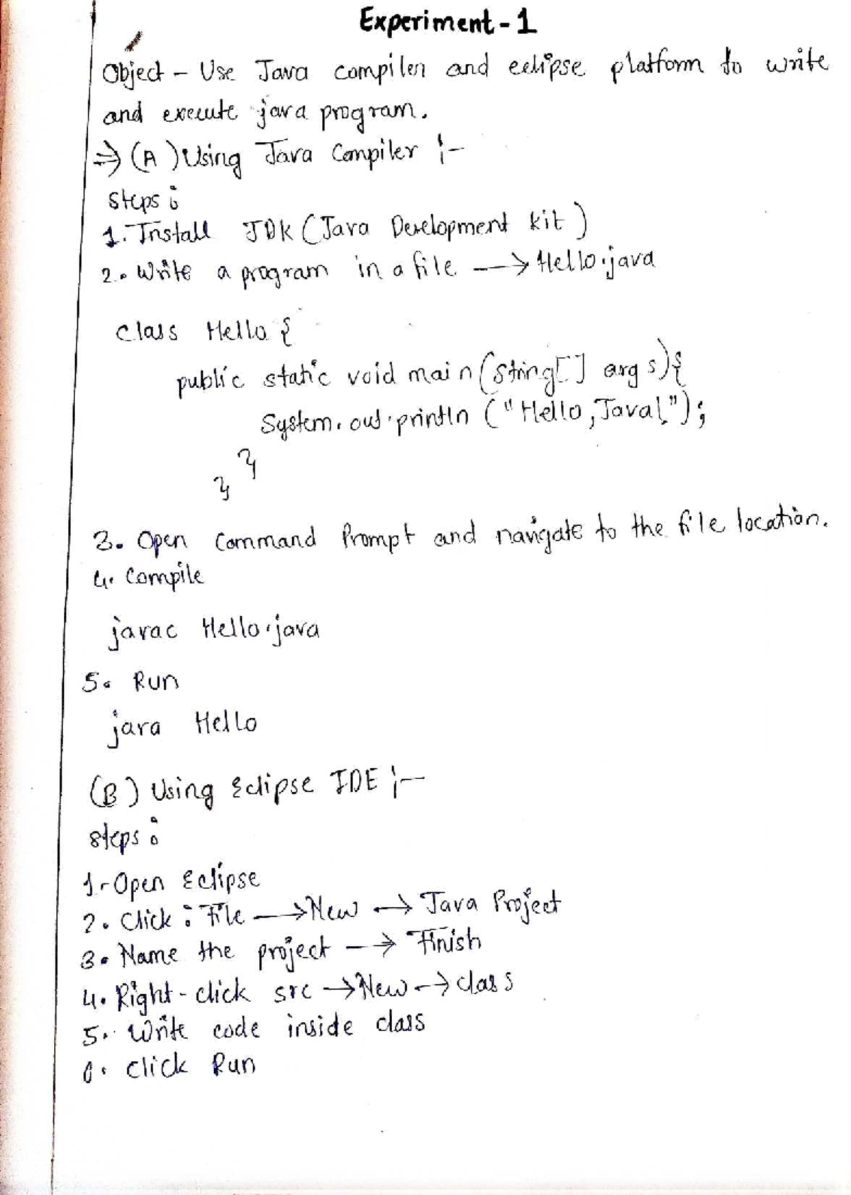 Bcs453 - Java Practicals: Compiler, IDE, and OOP Concepts - Studocu