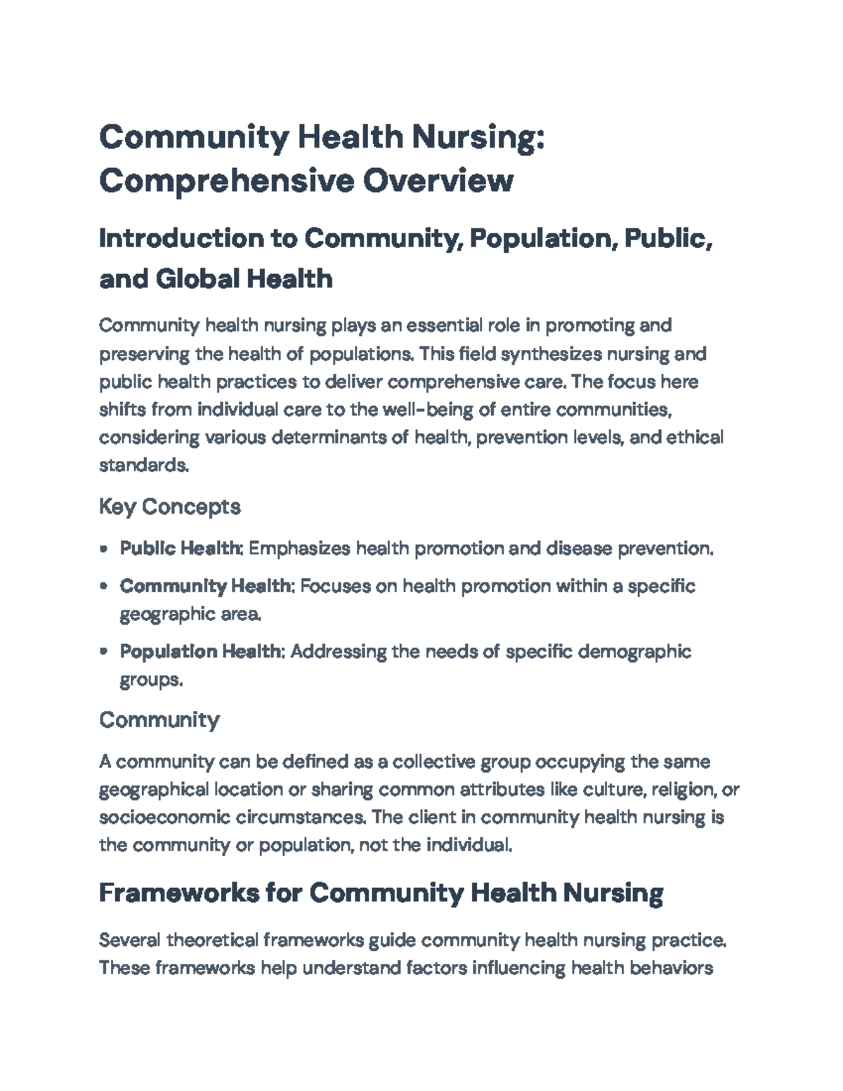 Community Health Nursing: Comprehensive Overview and Key Concepts ...