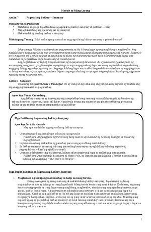 modular papers - Module sa Piling Larang Aralin 2 Pagsulat Sa Iba’t ...