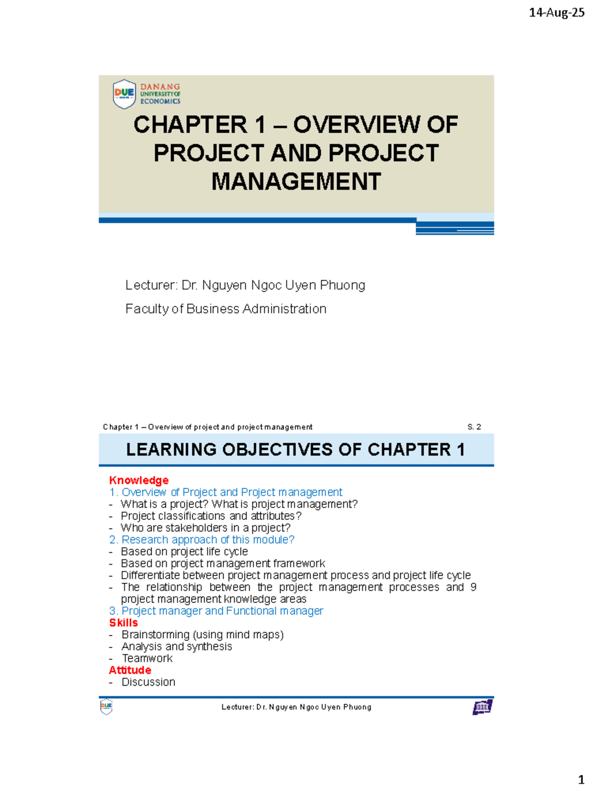 PM Chapter 1: Overview of Project Management Concepts and Definitions ...