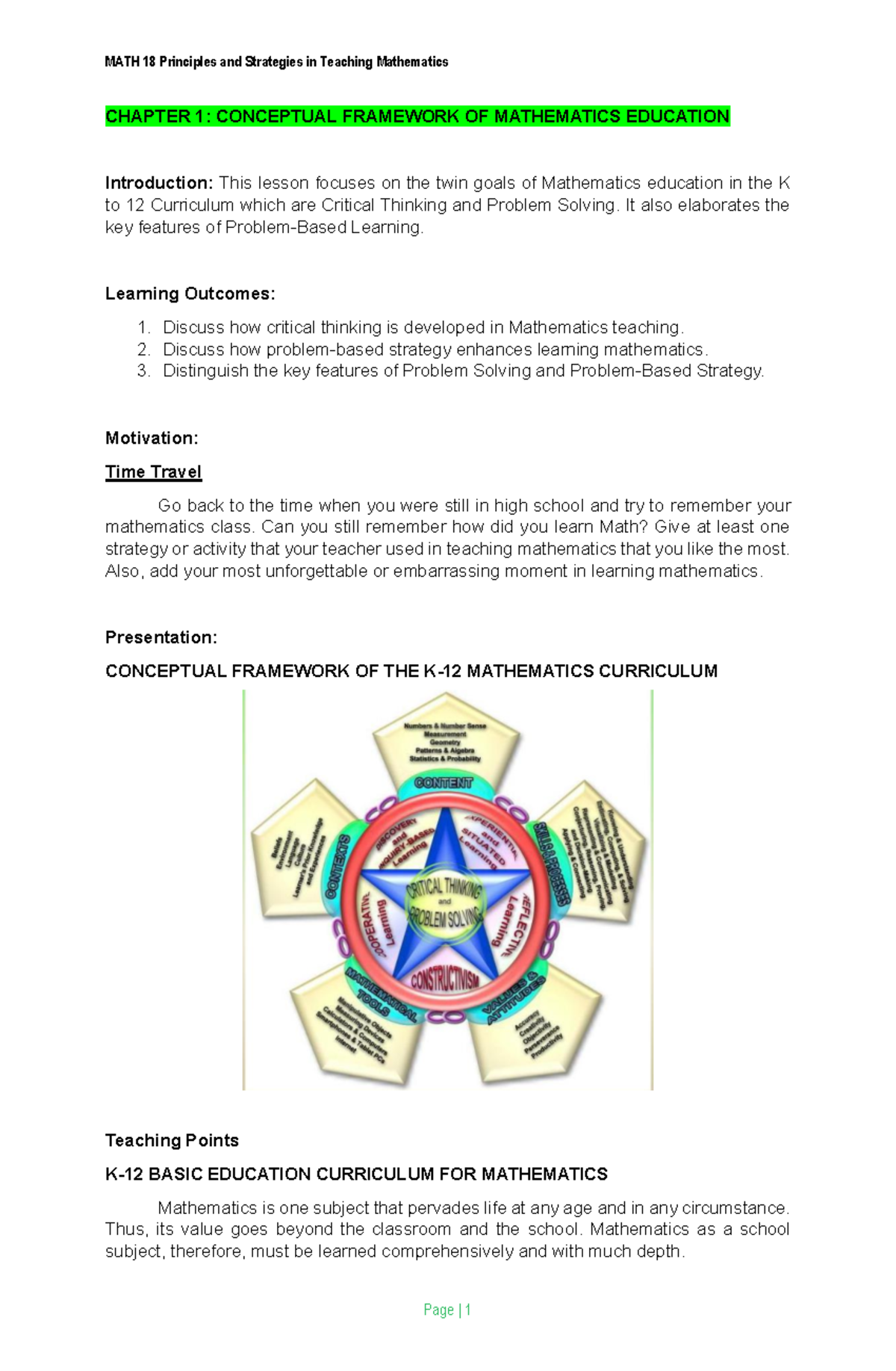MATH 18 Midterm Module: Principles & Strategies in Math Education - Studocu