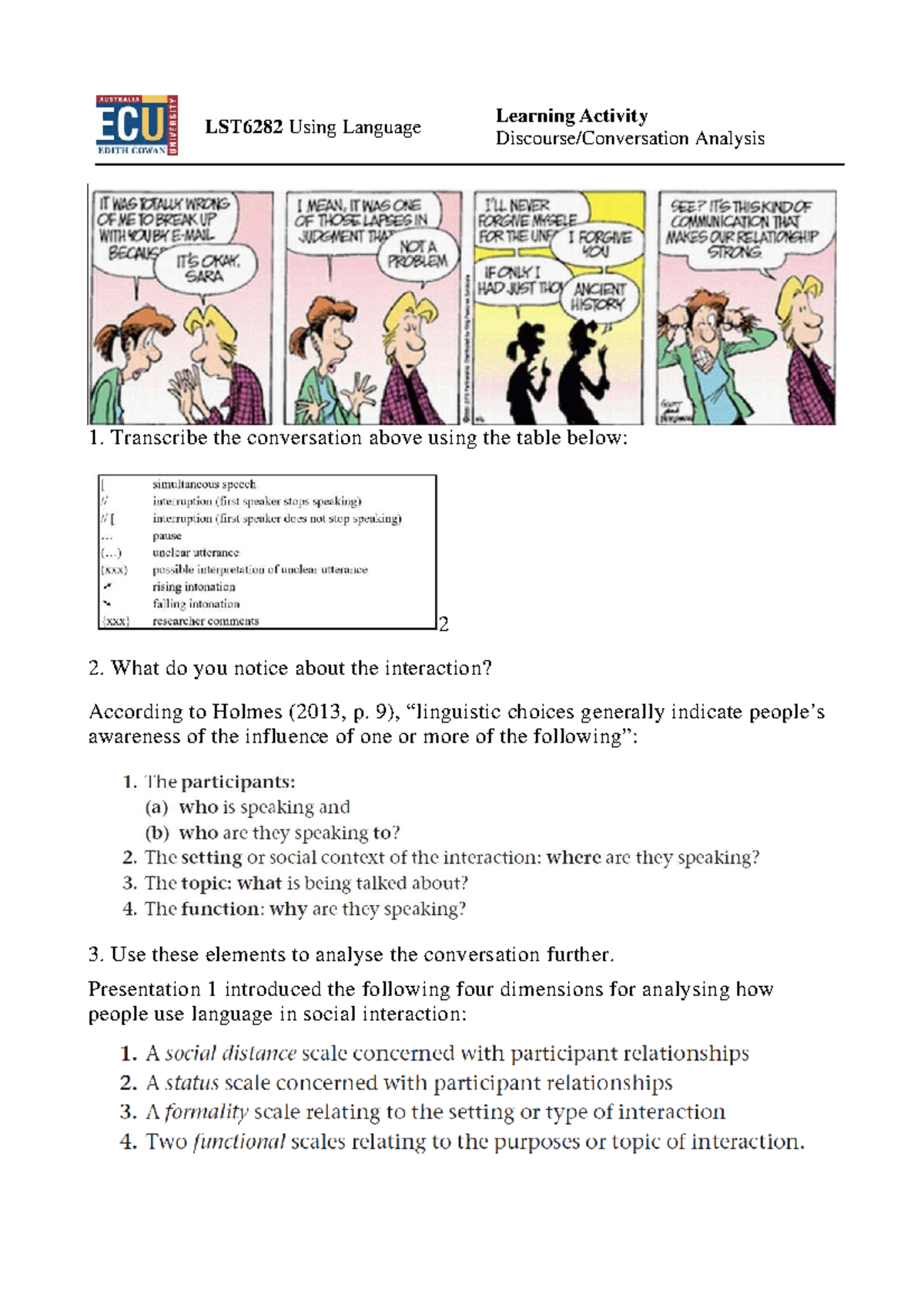 LST6282 Tutorial Activity: Analyzing Conversation Interactions - Studocu