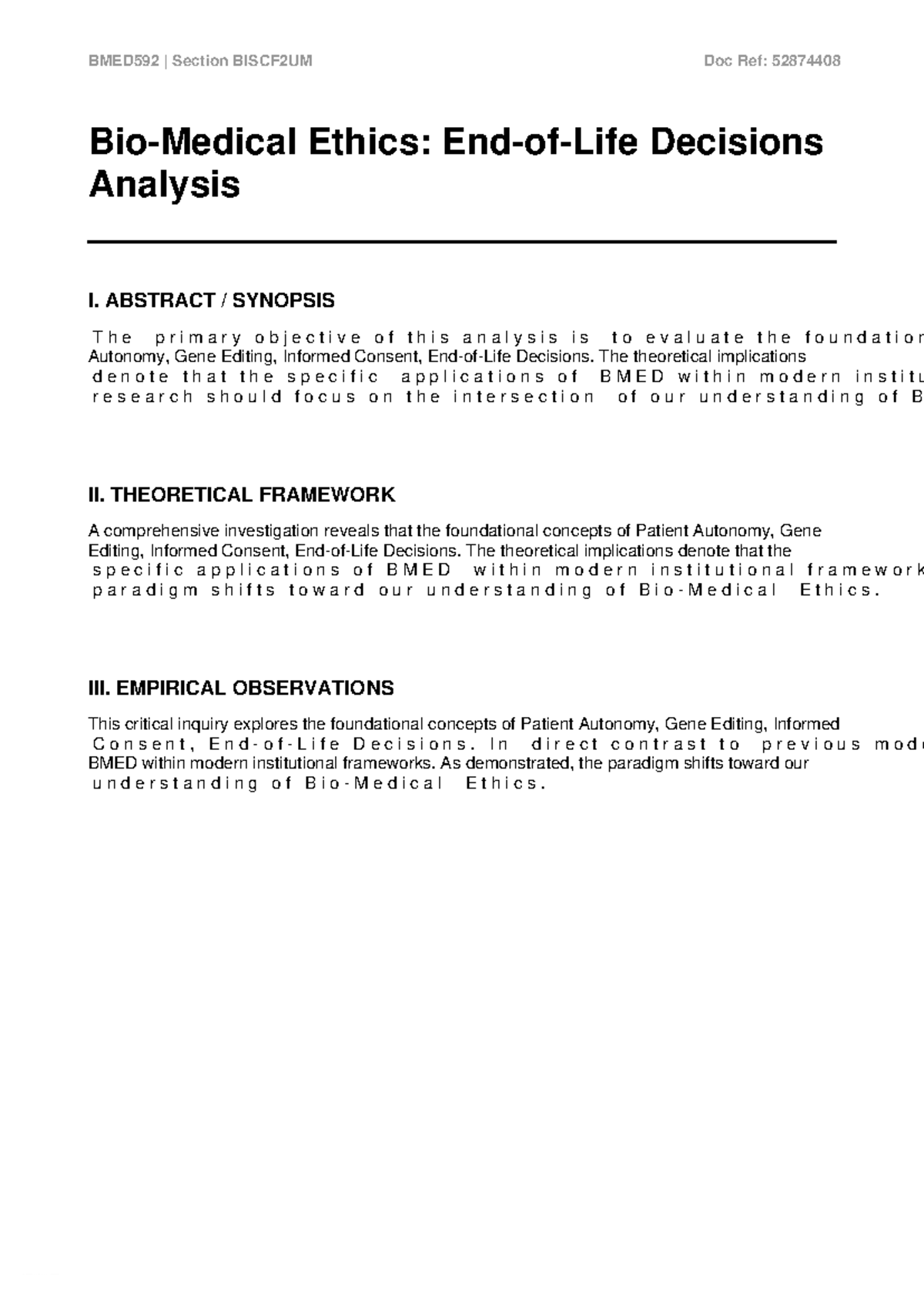 BMED592 Bio-Medical Ethics Biscf 2UM - BMED592 | Section BISCF2UM Doc ...