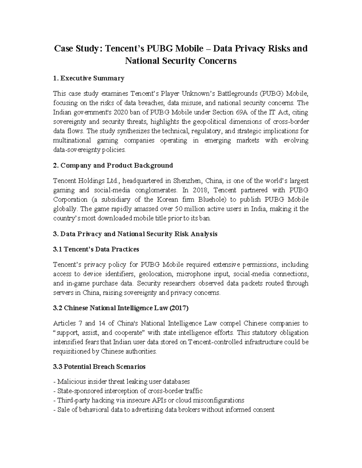 Case Study: Tencent PUBG Mobile Data Privacy Risks & Security Concerns ...