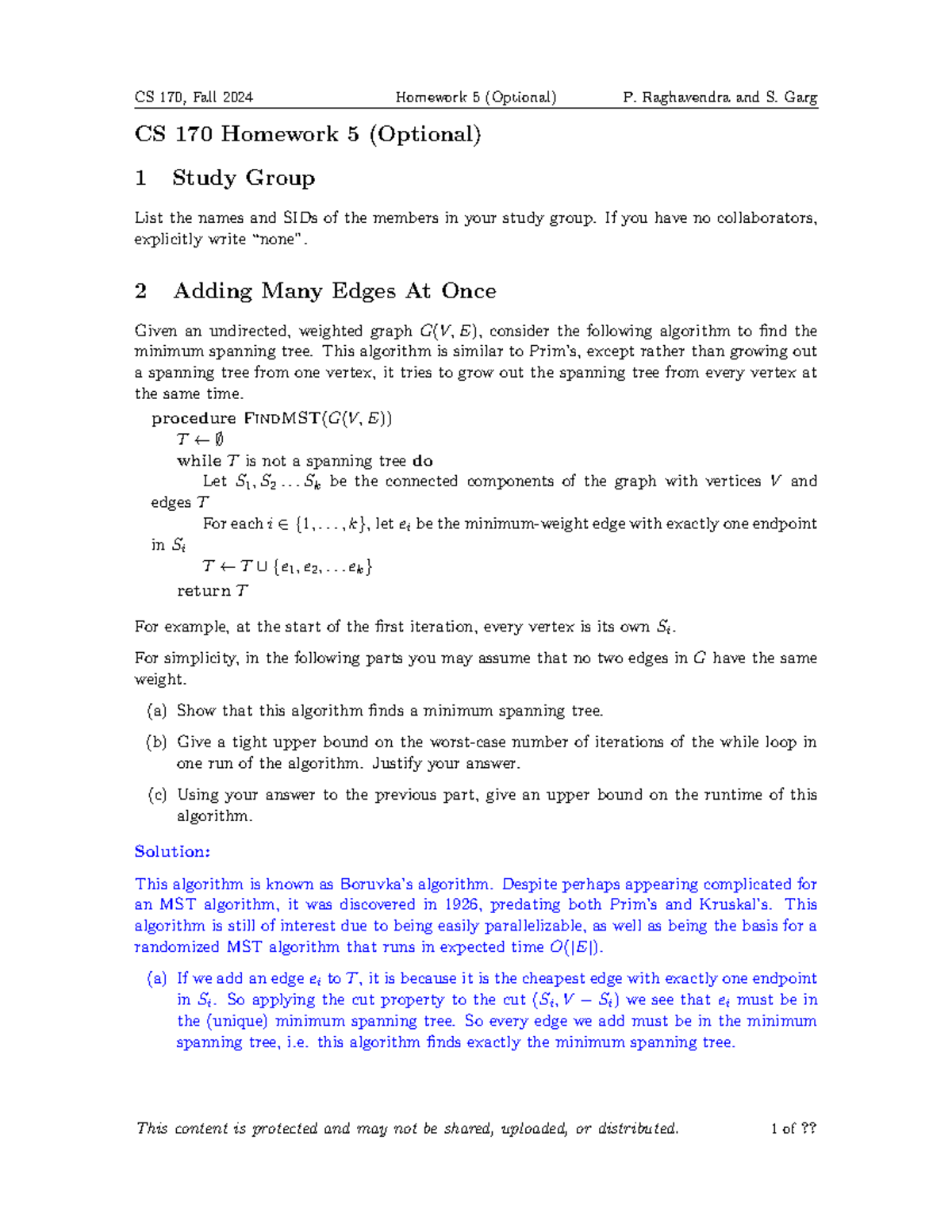 CS 170 Homework 5 Solutions - Optional Assignment on Graph Algorithms ...