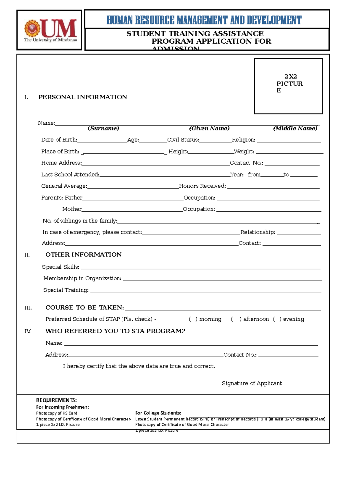 Student Training Assistance Program (STAP) Application Form - Studocu