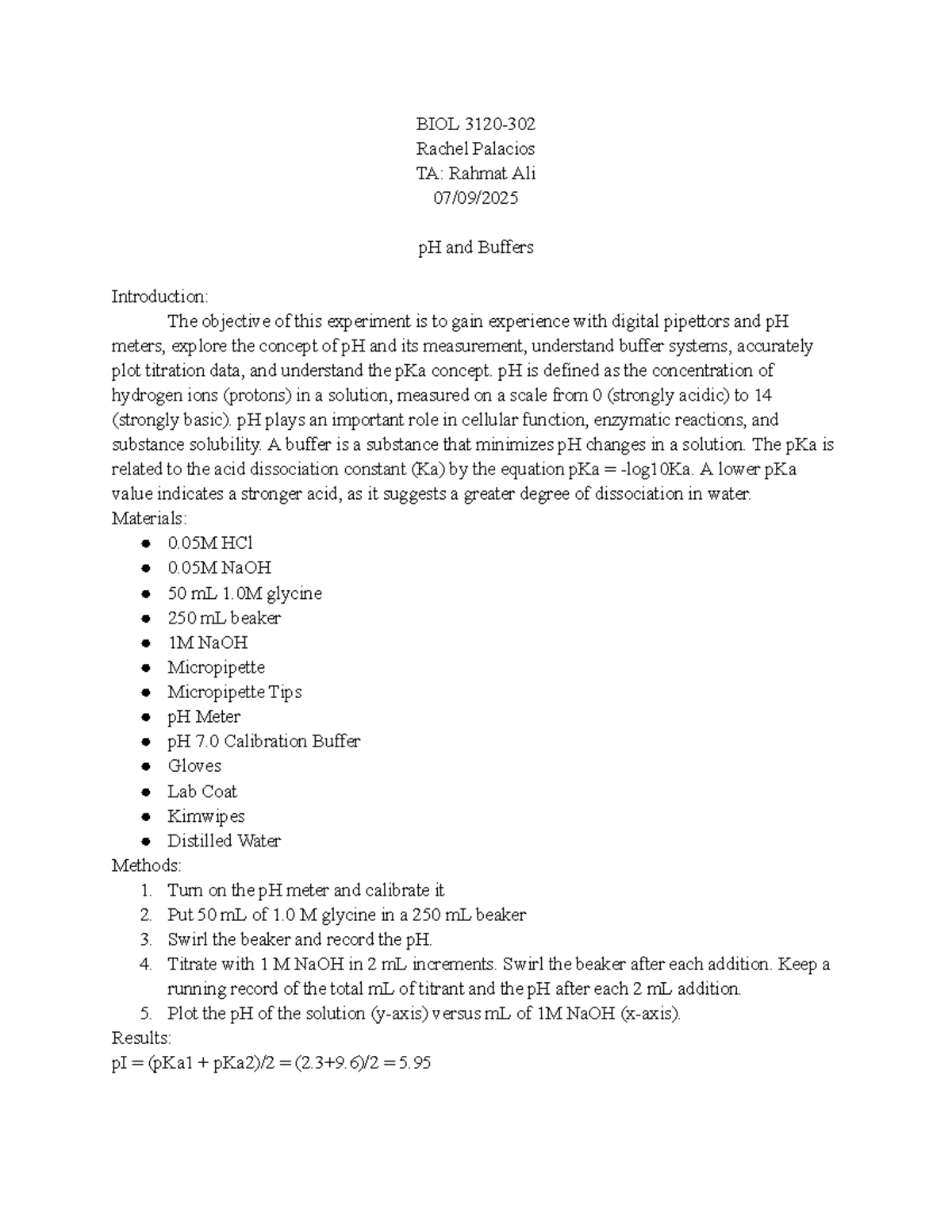 BIOL 101 Lab Report 1: pH and Buffer Systems Analysis - Studocu