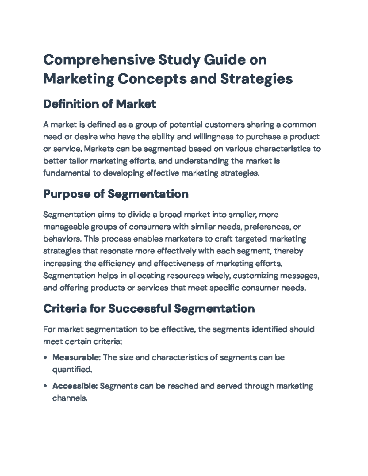 Comprehensive Study Guide for MKT 101: Concepts & Strategies - Studocu