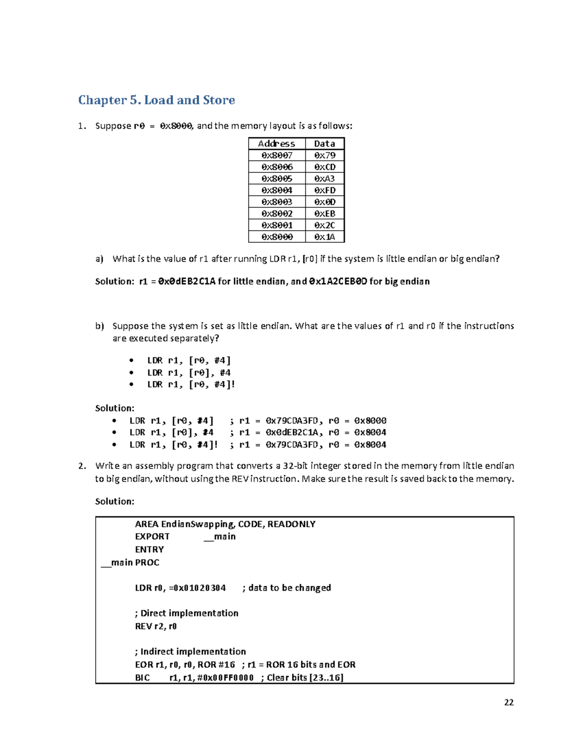 Chapter 5: Load and Store - Assembly Language Concepts - Studocu
