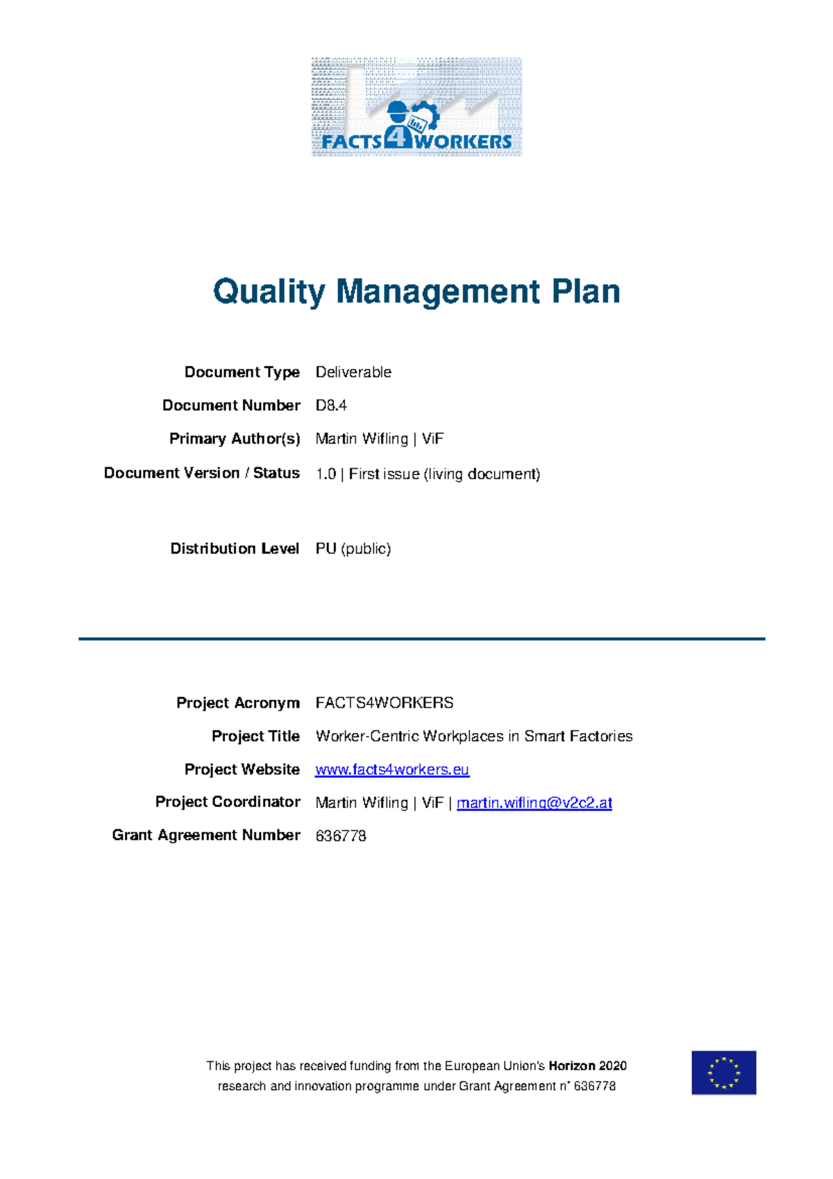 Simple Quality Management Plan Example - This project has received ...